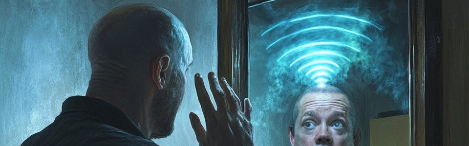 A person looking at a mirror - debunking wifi myths blog