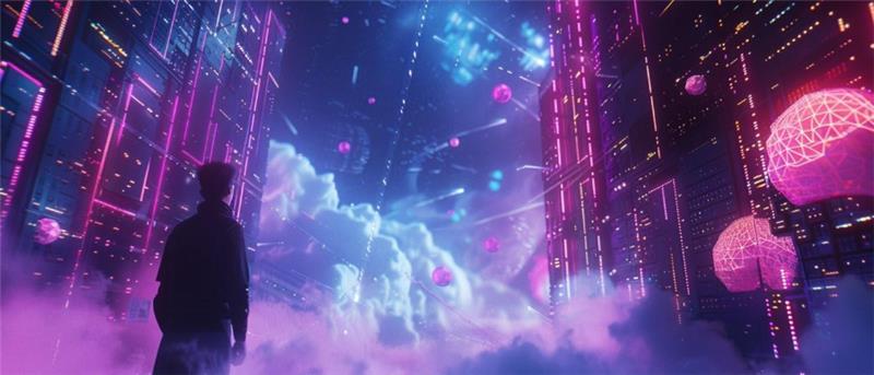 A purple and pink lights and clouds
